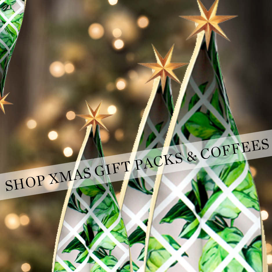 This image shows packs of fresh roasted coffee beans which are for sale at christmas on redroaster.co.uk 